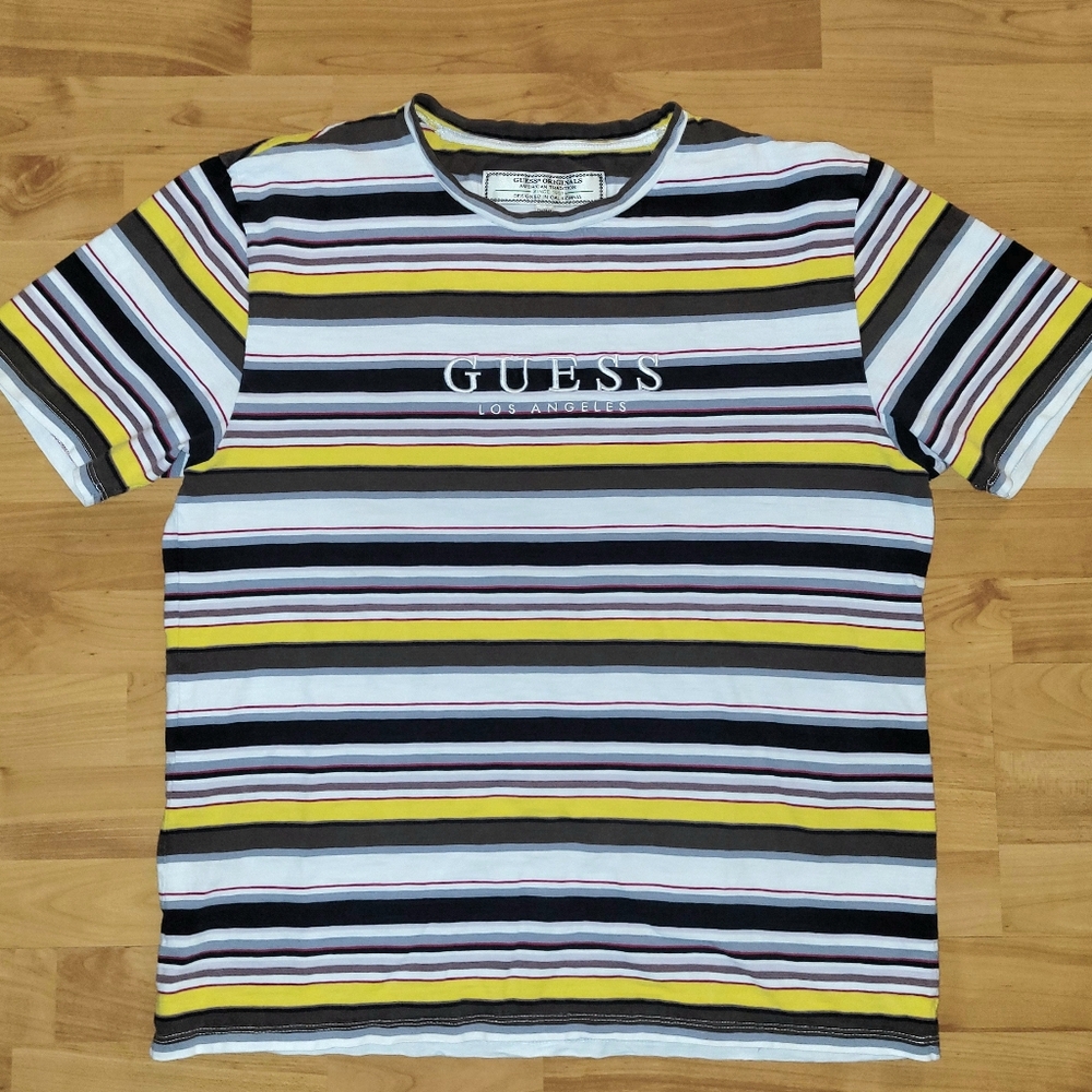 GUESS Los Angeles Men's Medium Striped T-Shirt - Guess Originals Multicolor